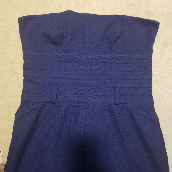 M by Missoni Size 12 Dark Blue Strapless Sheath Belted Cotton Designer Dress - Picture 4 of 8